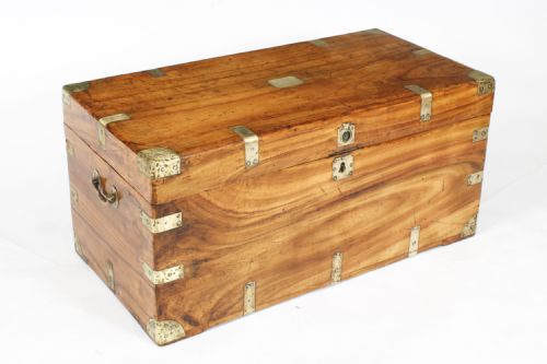 Antique Military Campaign Camphorwood Trunk Coffer C1840 19th C