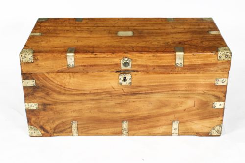 fig 1. Antique Military Campaign Camphorwood Trunk Coffer c1840 19th C