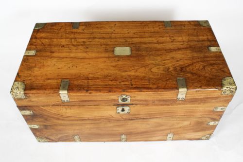 fig 2. Antique Military Campaign Camphorwood Trunk Coffer c1840 19th C