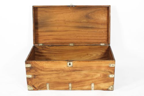 fig 3. Antique Military Campaign Camphorwood Trunk Coffer c1840 19th C