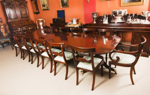fig 1. Antique 16ft Regency Mahogany Triple Pillar Dining Table c1780 18th C