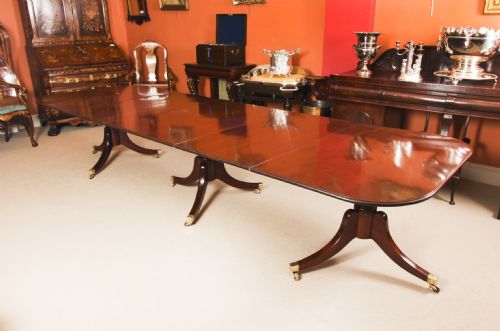 fig 3. Antique 16ft Regency Mahogany Triple Pillar Dining Table c1780 18th C
