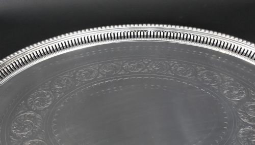 ANTIQUE MONUMENTAL VICTORIAN OVAL SILVER PLATED TRAY 1880 19TH CENTURY - ADDITIONAL PHOTO 7