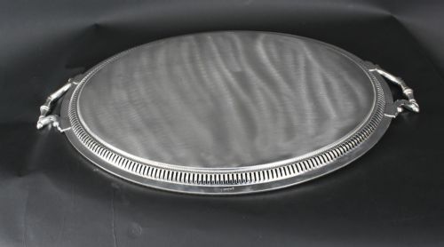 ANTIQUE MONUMENTAL VICTORIAN OVAL SILVER PLATED TRAY 1880 19TH CENTURY - ADDITIONAL PHOTO 12