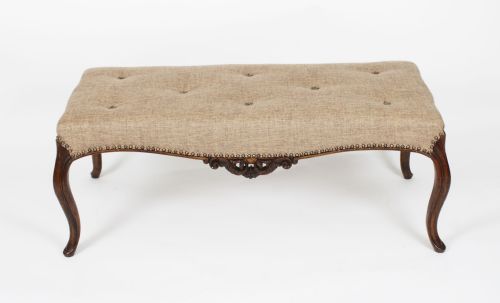 fig 1. Antique French Walnut Stool 19th Century