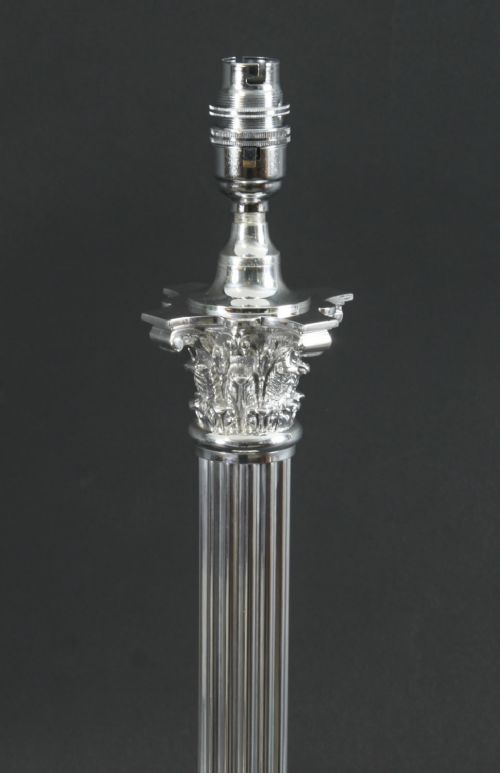 fig 2. Antique Silver Plated Corinthian Column Table Lamp Victorian 19th Century
