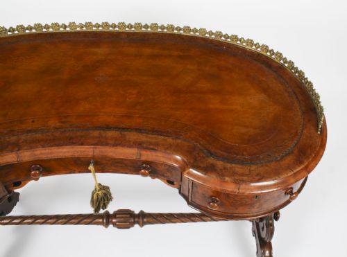 fig 5. Antique Burr Walnut Kidney Writing Table Desk Bureau Plat C1860 19th C