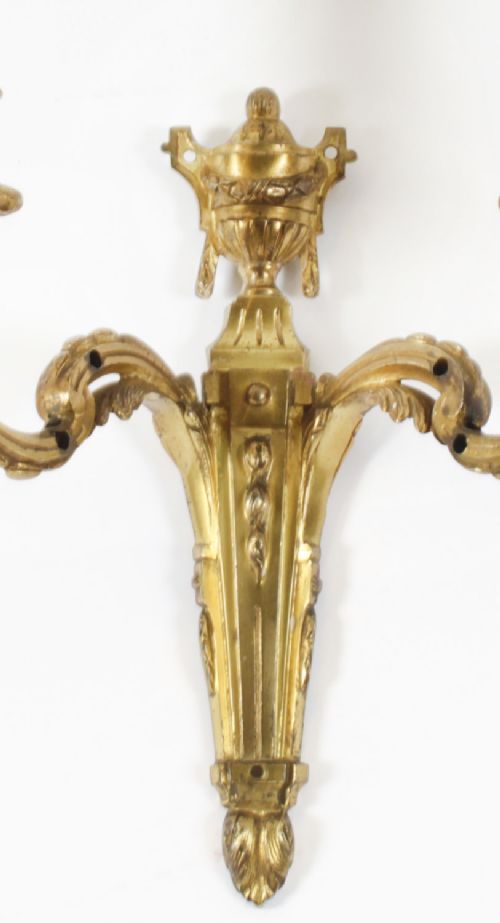 fig 2. Antique Set of 3 Ormolu Wall Lights Appliques Circa 1900