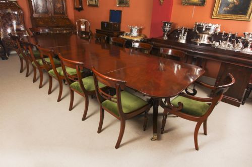 fig 3. Antique 13ft George IV Regency Triple Pillar Dining Table C1830 19th C