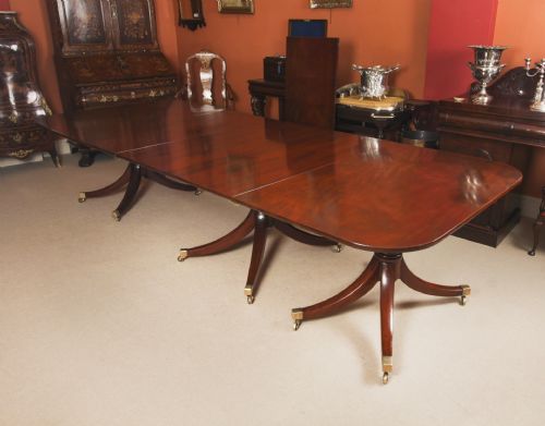 fig 5. Antique 13ft George IV Regency Triple Pillar Dining Table C1830 19th C