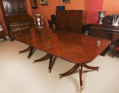 fig 6. Antique 13ft George IV Regency Triple Pillar Dining Table C1830 19th C