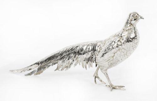 Antique Continental 800 Silver Pheasant 19th Century