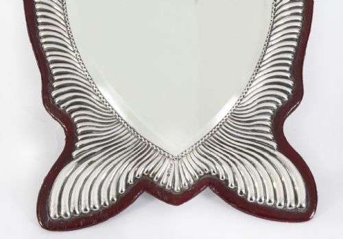 fig 3. Antique Victorian sterling silver heart shaped dressing table mirror dated 1888