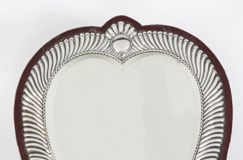 fig 4. Antique Victorian sterling silver heart shaped dressing table mirror dated 1888