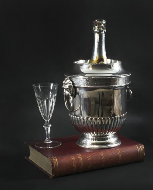 ANTIQUE GEORGE III SILVER PLATE WINE CHAMPAGNE COOLER EARLY 19TH C - ADDITIONAL PHOTO 1