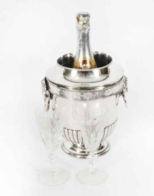 ANTIQUE GEORGE III SILVER PLATE WINE CHAMPAGNE COOLER EARLY 19TH C - ADDITIONAL PHOTO 2