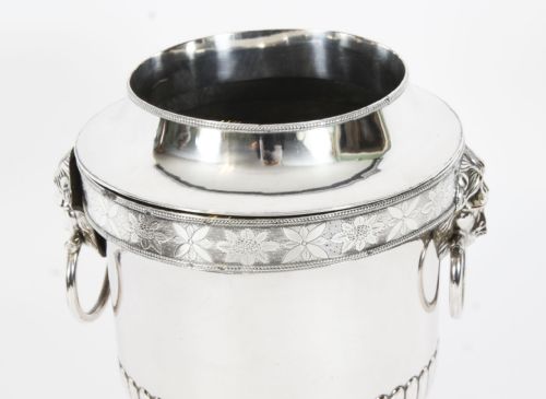ANTIQUE GEORGE III SILVER PLATE WINE CHAMPAGNE COOLER EARLY 19TH C - ADDITIONAL PHOTO 3