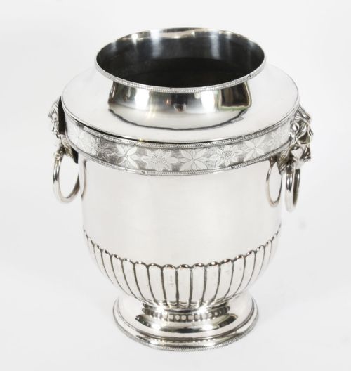 ANTIQUE GEORGE III SILVER PLATE WINE CHAMPAGNE COOLER EARLY 19TH C - ADDITIONAL PHOTO 4