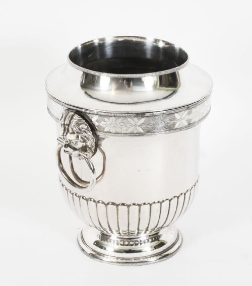 ANTIQUE GEORGE III SILVER PLATE WINE CHAMPAGNE COOLER EARLY 19TH C - ADDITIONAL PHOTO 5