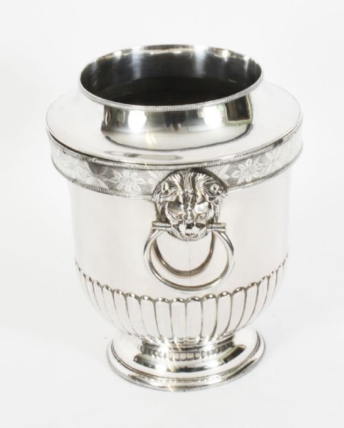 ANTIQUE GEORGE III SILVER PLATE WINE CHAMPAGNE COOLER EARLY 19TH C - ADDITIONAL PHOTO 7
