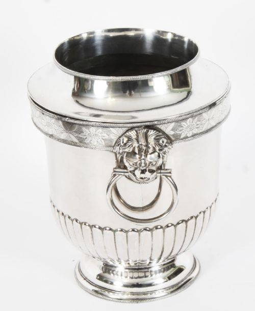 ANTIQUE GEORGE III SILVER PLATE WINE CHAMPAGNE COOLER EARLY 19TH C - ADDITIONAL PHOTO 8