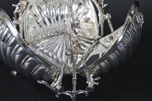 fig 5. Antique Silver Plate Triple Shell Shaped Biscuit Box Mappin & Webb c.1870