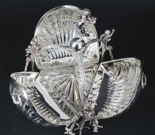 fig 6. Antique Silver Plate Triple Shell Shaped Biscuit Box Mappin & Webb c.1870