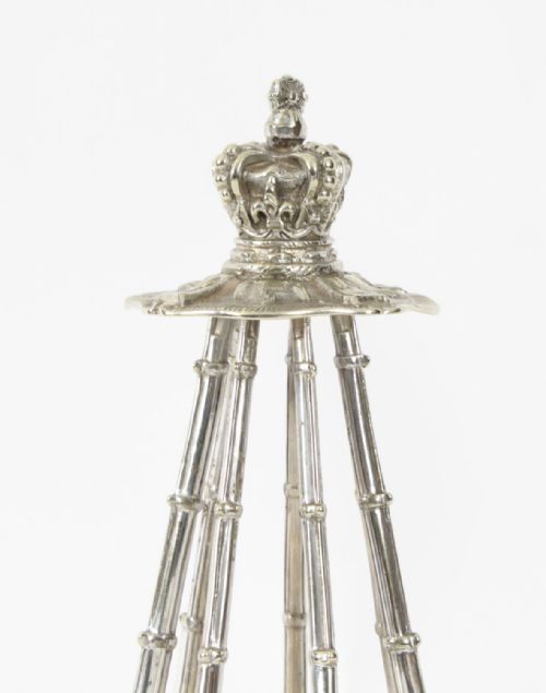 fig 1. Antique Silver Plated Coronet & Rifles Toast Rack Circa 1900