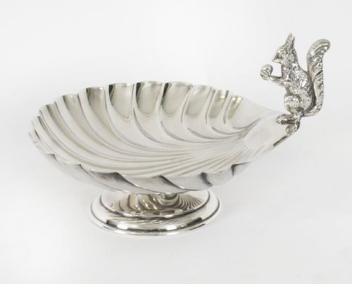 Antique Victorian Silver Plated Squirrel Nut Dish C1880