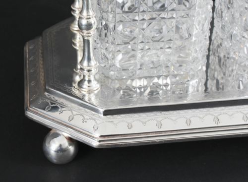 fig 5. Antique Victorian English Silver Plated 3 Bottle Tantalus C1890