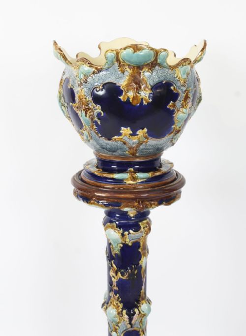 fig 1. Antique Victorian Majolica Jardiniere on Stand C1860 19th C