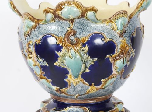 fig 2. Antique Victorian Majolica Jardiniere on Stand C1860 19th C