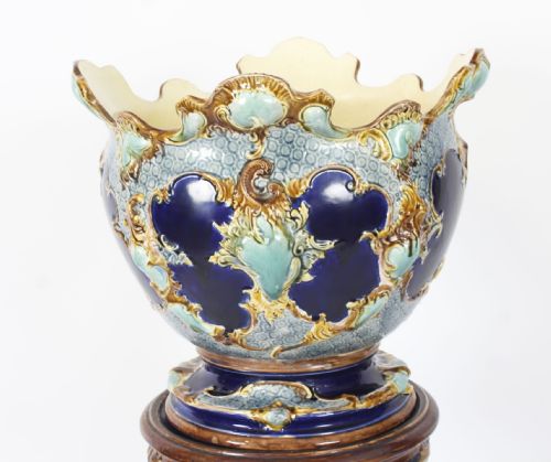 fig 3. Antique Victorian Majolica Jardiniere on Stand C1860 19th C