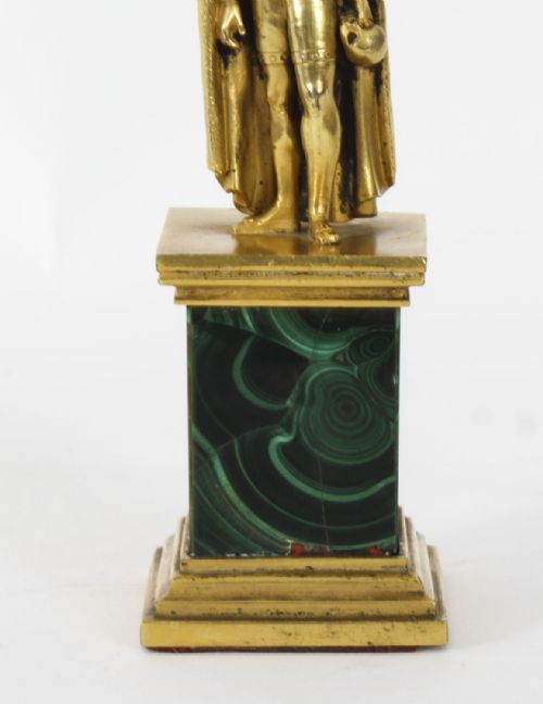 ANTIQUE CONTINENTAL GILT BRONZE MALACHITE SCULPTURE HAMLET C 1870 - ADDITIONAL PHOTO 6