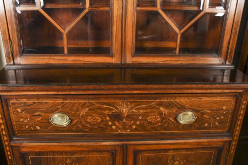 fig 2. Antique Victorian Gonçalo Alves & Marquetry Secretaire Bookcase 19th C