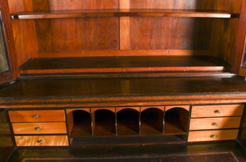 fig 3. Antique Victorian Gonçalo Alves & Marquetry Secretaire Bookcase 19th C