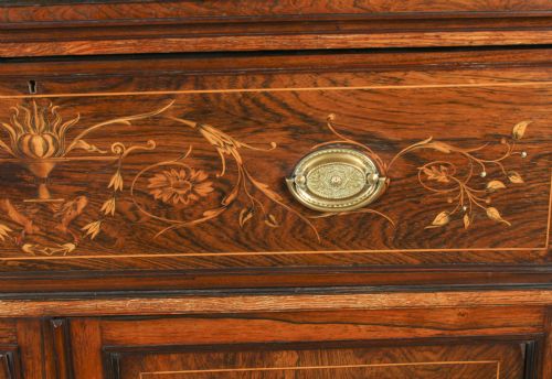 fig 8. Antique Victorian Gonçalo Alves & Marquetry Secretaire Bookcase 19th C