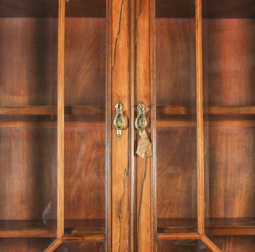 fig 9. Antique Victorian Gonçalo Alves & Marquetry Secretaire Bookcase 19th C