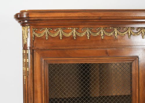 fig 4. Antique French Empire 2 door Walnut Bookcase Bibliotheque 19th C