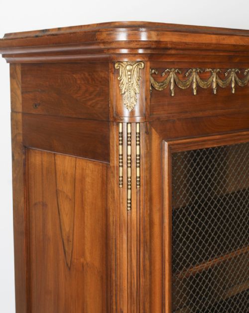 fig 5. Antique French Empire 2 door Walnut Bookcase Bibliotheque 19th C
