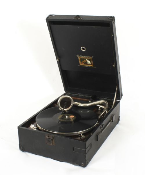 Antique Portable Hmv Gramophone Mod 101 Black Circa 1929