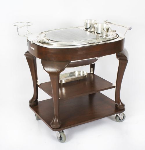 fig 1. Antique Art Deco Drakes D6 Silver Plated Beef Carving Trolley C1930
