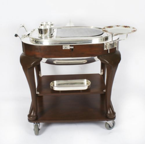 fig 3. Antique Art Deco Drakes D6 Silver Plated Beef Carving Trolley C1930