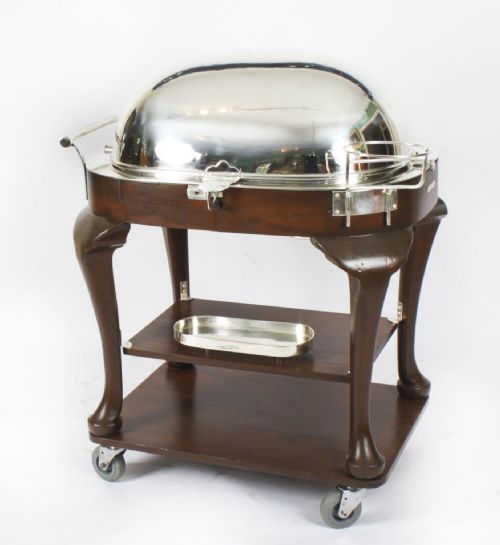 fig 4. Antique Art Deco Drakes D6 Silver Plated Beef Carving Trolley C1930