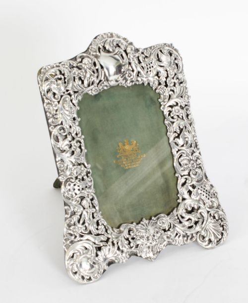 fig 1. Antique Victorian Pair Sterling Silver Photo Frames by Mappin Bros 25x18cm