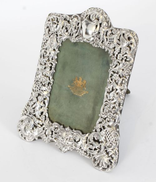 fig 2. Antique Victorian Pair Sterling Silver Photo Frames by Mappin Bros 25x18cm