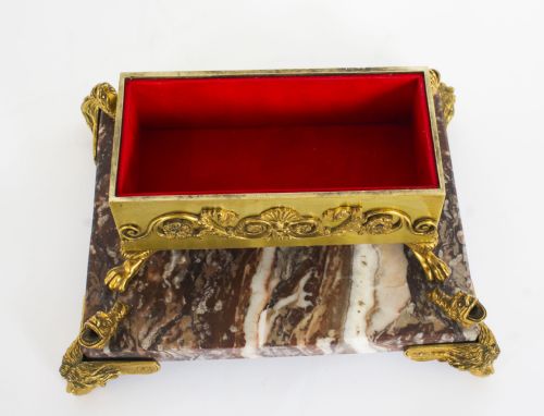 ANTIQUE FRENCH ORMOLU MARBLE CASKET 19TH C - ADDITIONAL PHOTO 9