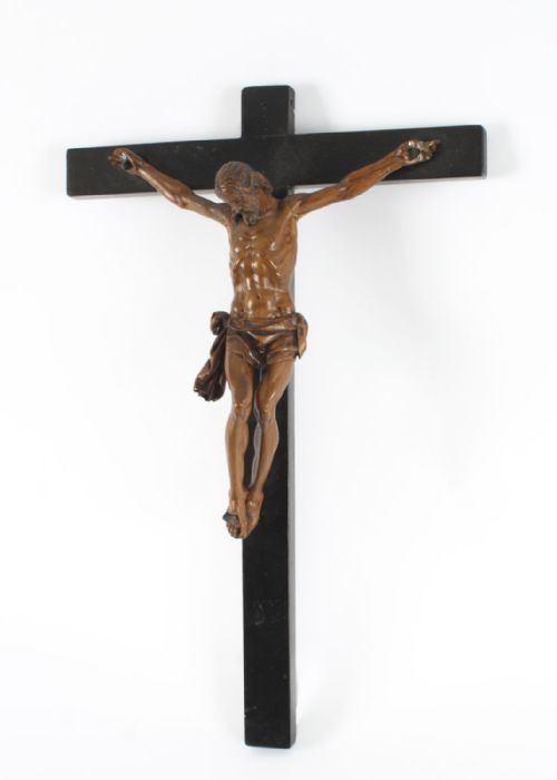 fig 2. Antique Italian Patinated Box-Wood Corpus Christi Altar Cross 17th C