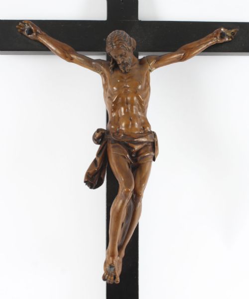 fig 3. Antique Italian Patinated Box-Wood Corpus Christi Altar Cross 17th C