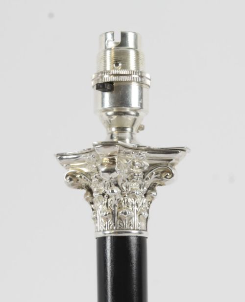 fig 2. Antique Victorian Corinthian Column Silver Plated Table Lamp 19th C
